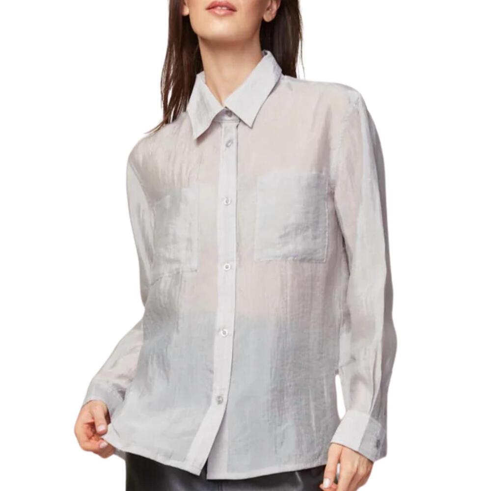 NEW ADROIT ATELIER bijou transparent buttoned up blouse in grey
